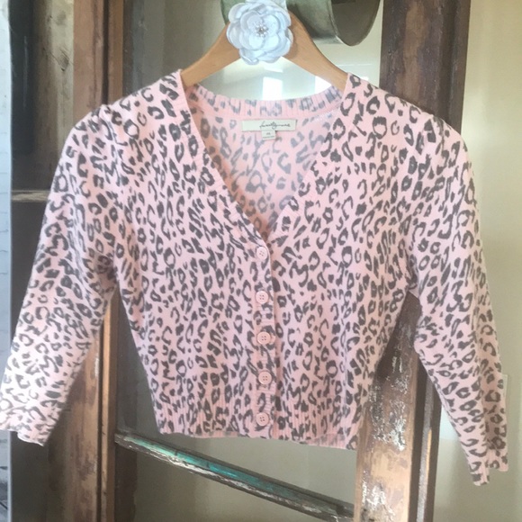 🌿❣️Twenty One Pink/Gray Leopard Crop Sweater M - Picture 3 of 5